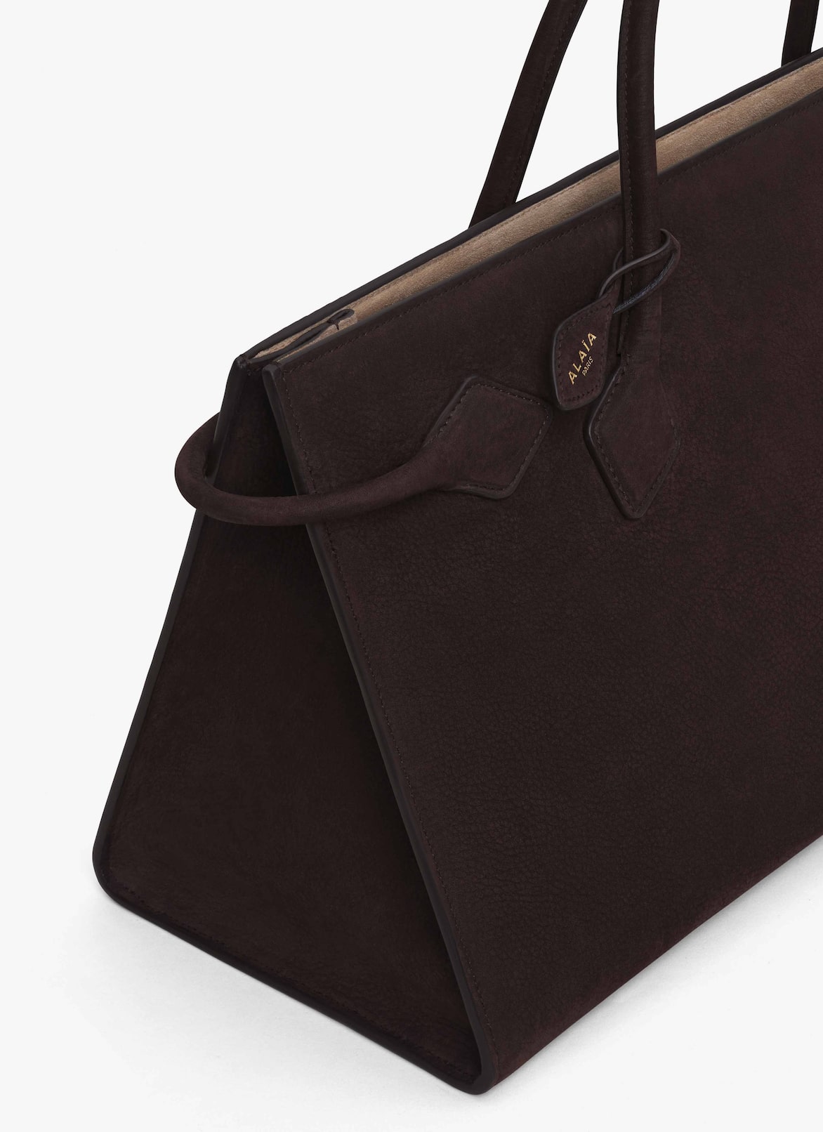 LE TECKEL TOTE BAG IN NUBUCK ALAÏA DARK BROWN LE TECKEL TOTE BAG IN NUBUCK